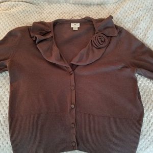 Brown short sleeve cardigan